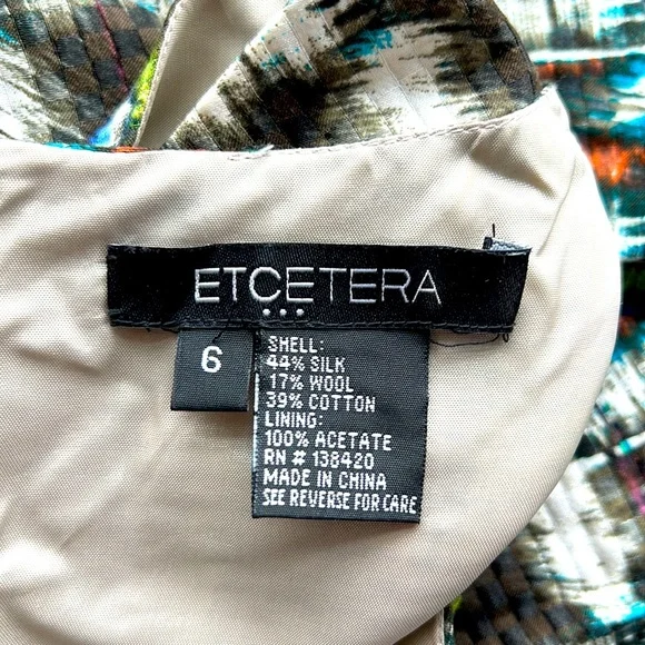 Etcetera Abstract print dress size 6 brown white blue green orange - Picture 5 of 5